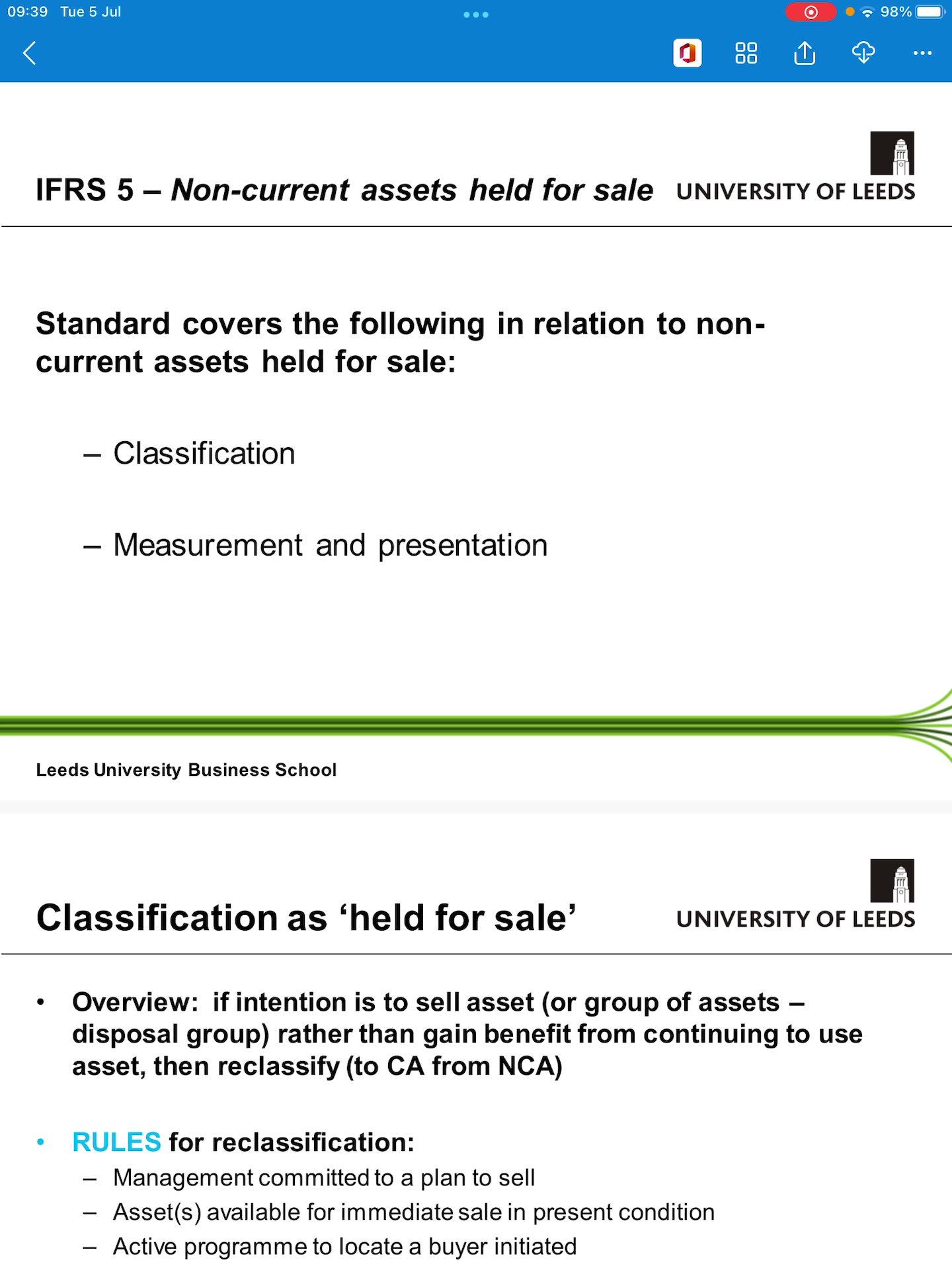 LUBS 2290 Non-current Assets Held For Sale