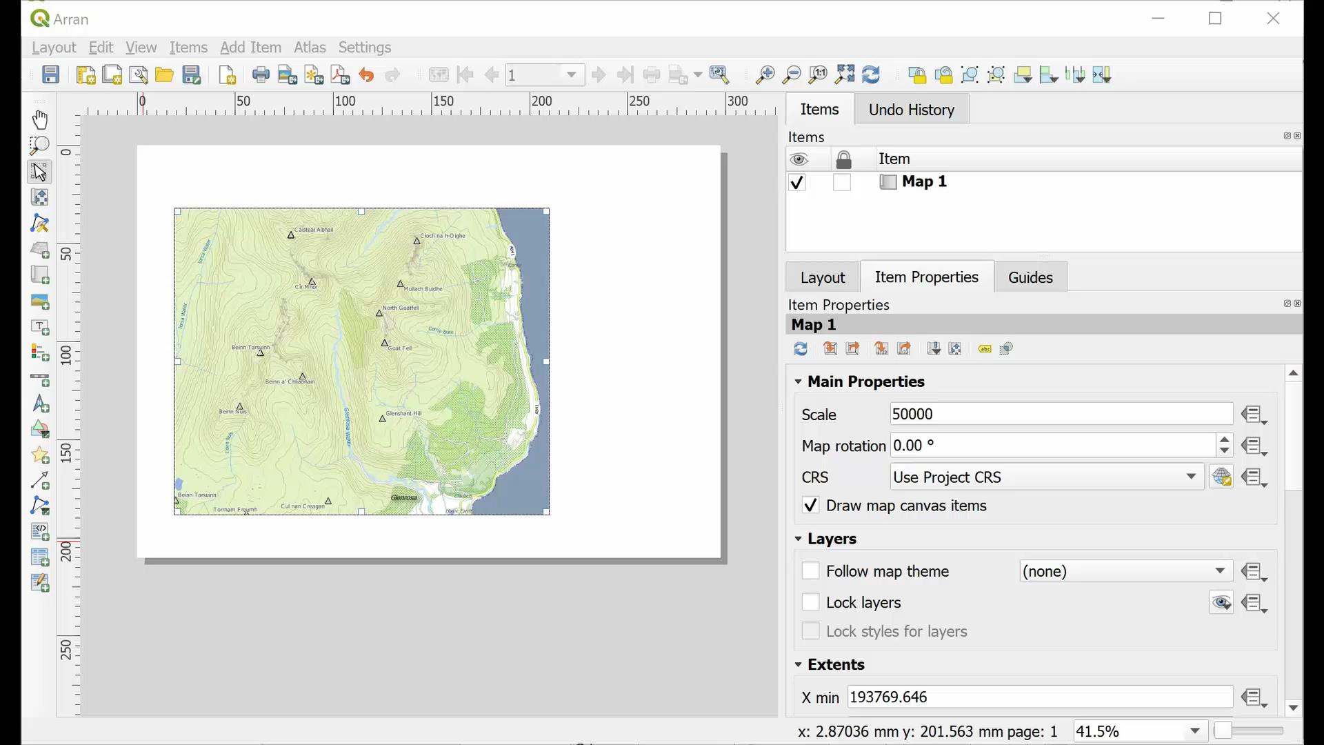 Adding a key or legend to a map layout in QGIS