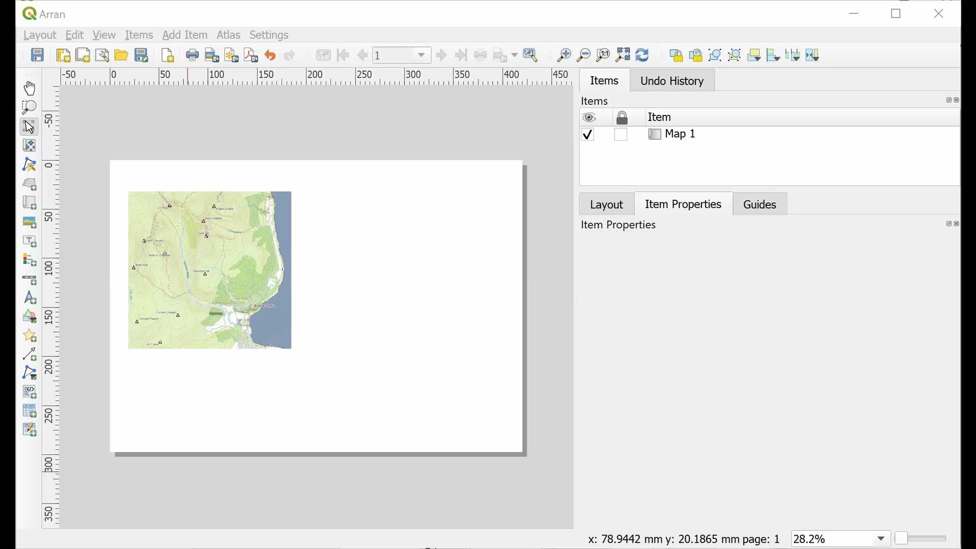 Resizing a map frame in a layout in QGIS