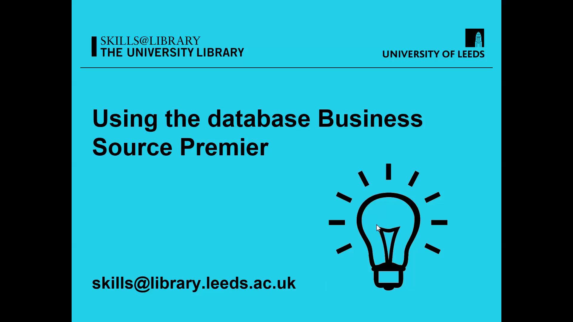 Using the database Business Source Premier