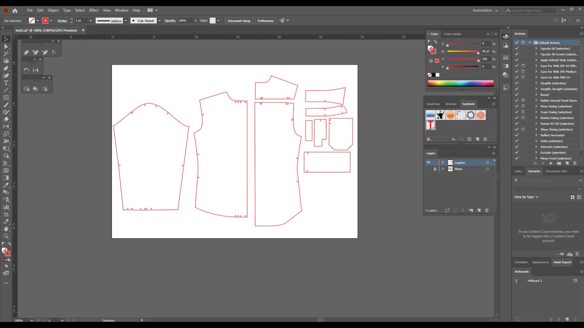 Illustrator: Lay Plan 4 - Lay Plan (Folded Fabric)